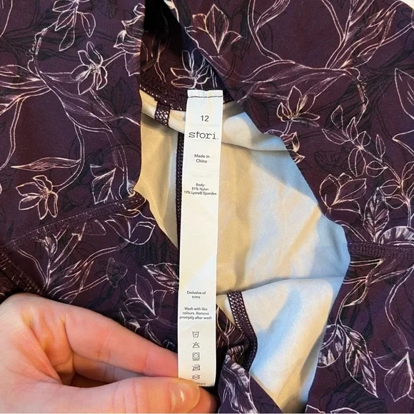 Stori - Floral Sports Bra and Leggings Set in Purple and White Size 12 - Picture 5 of 8